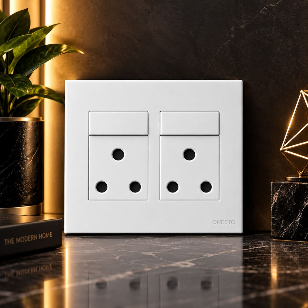 Whitehouse Lighting And Electrical Onesto Matrix White 4x4 Double Switch Socket  Onesto