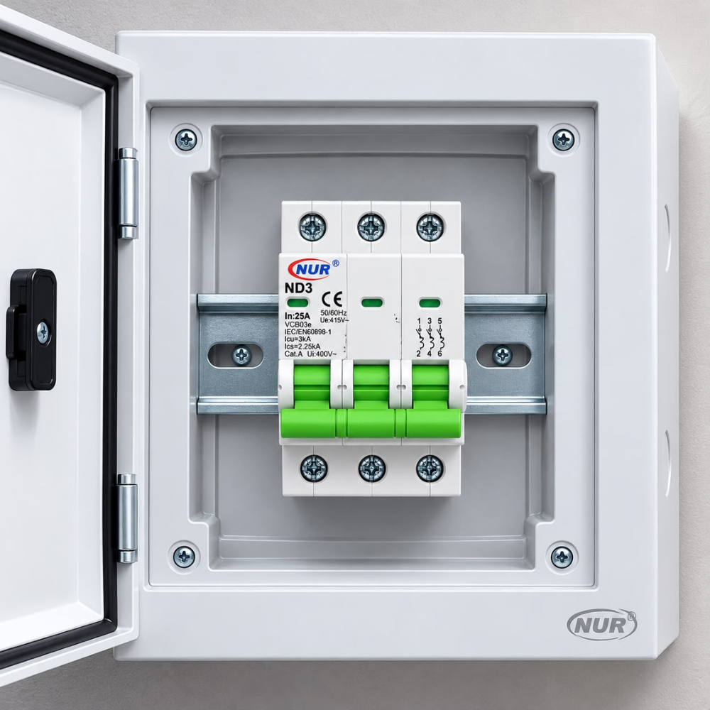 Whitehouse Lighting And Electrical NUR 25A 3 Pole 3kA DIN Rail Circuit Breaker  NUR
