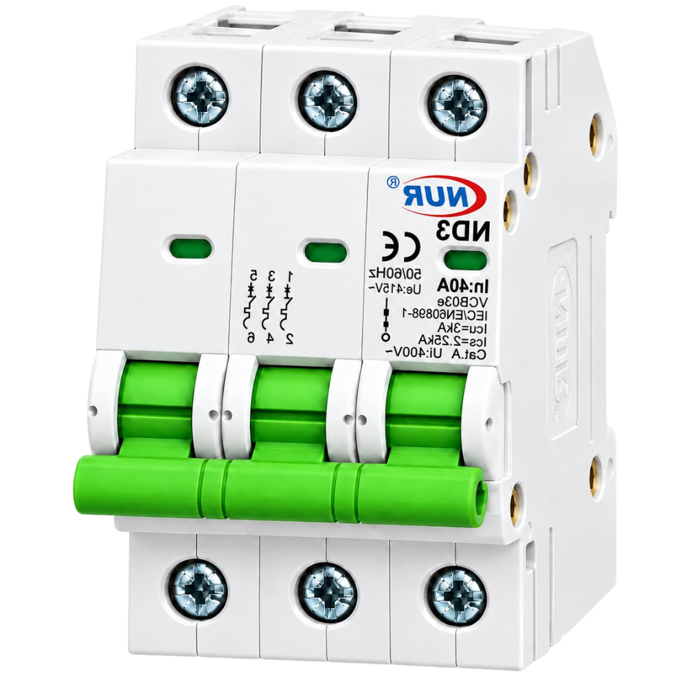 Whitehouse Lighting And Electrical NUR 40A 3 Pole 3kA DIN Rail Circuit Breaker  NUR