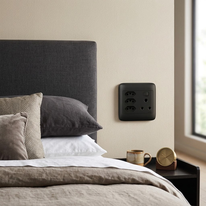 Whitehouse Lighting And Electrical Onesto Oracle Black 4x4 Single And 3 Euro Socket  Onesto