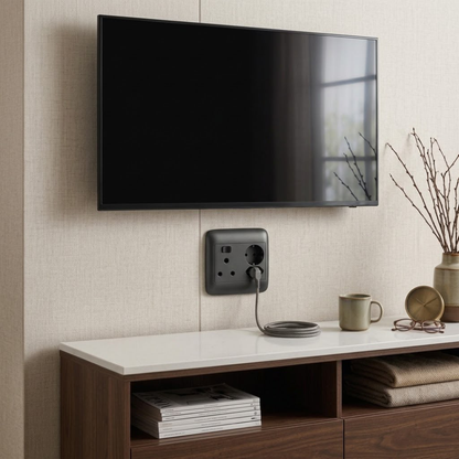 Whitehouse Lighting And Electrical Onesto Oracle Black 4x4 Single + Euro + Schuko Socket  Onesto