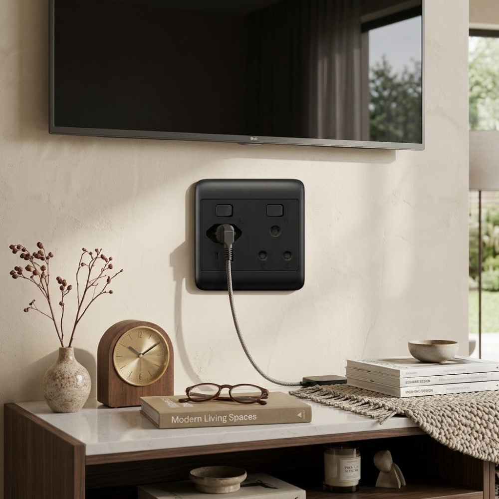 Whitehouse Lighting And Electrical Onesto Oracle Black 4x4 Single + Euro + USB + Type C Socket  Onesto