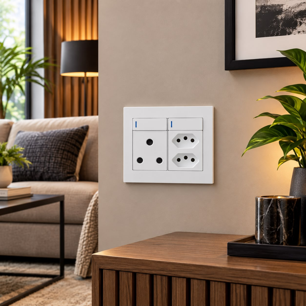 Whitehouse Lighting And Electrical Horizon White Single RSA Socket + 2 Euro Sockets  Horizon
