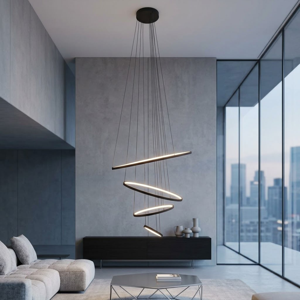 Whitehouse Lighting And Electrical K-Light 58W LED Black Ribbon Pendant  K.Light