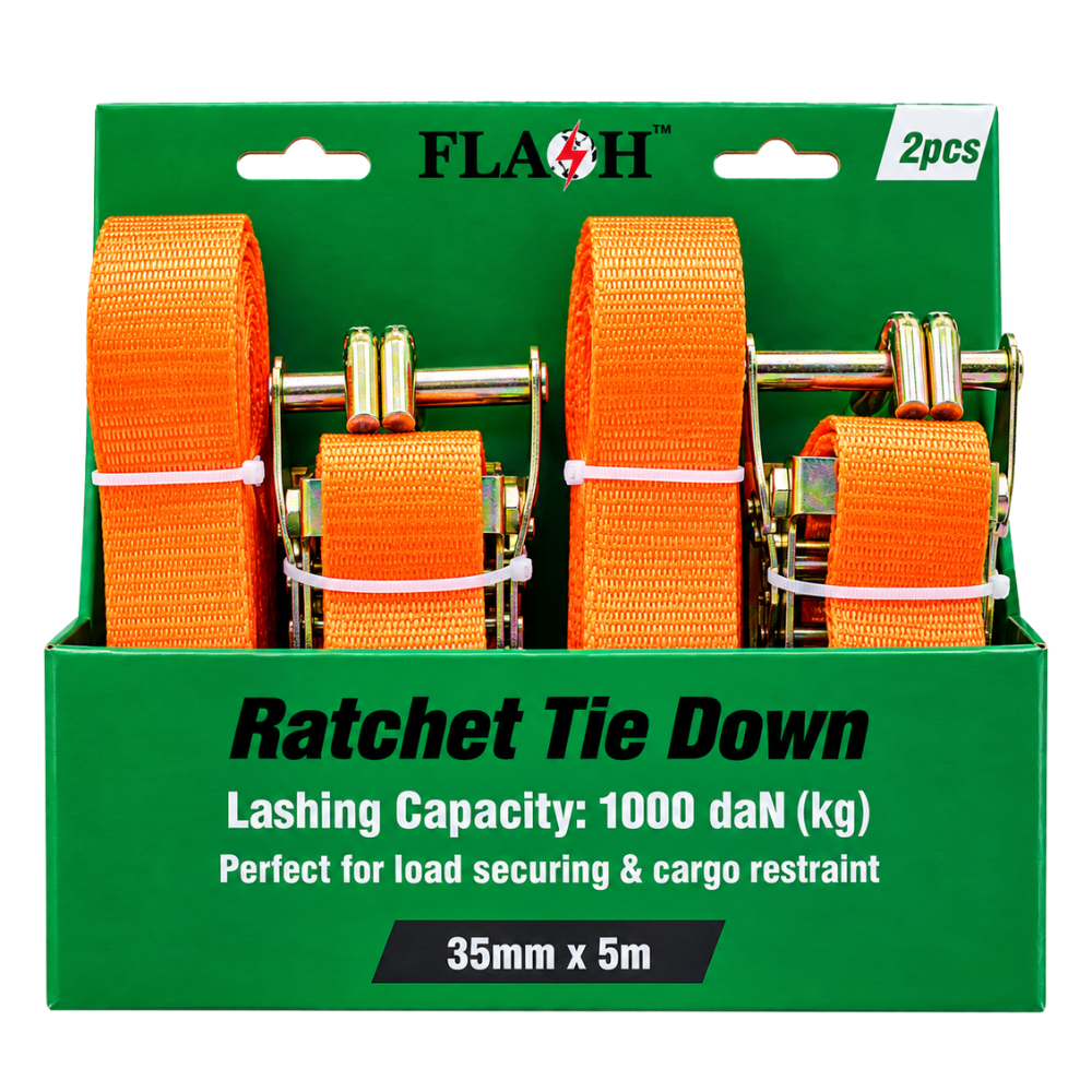 Whitehouse Lighting And Electrical Flash 5M x 35MM Ratchet Tie Down 2 Pack  Flash™