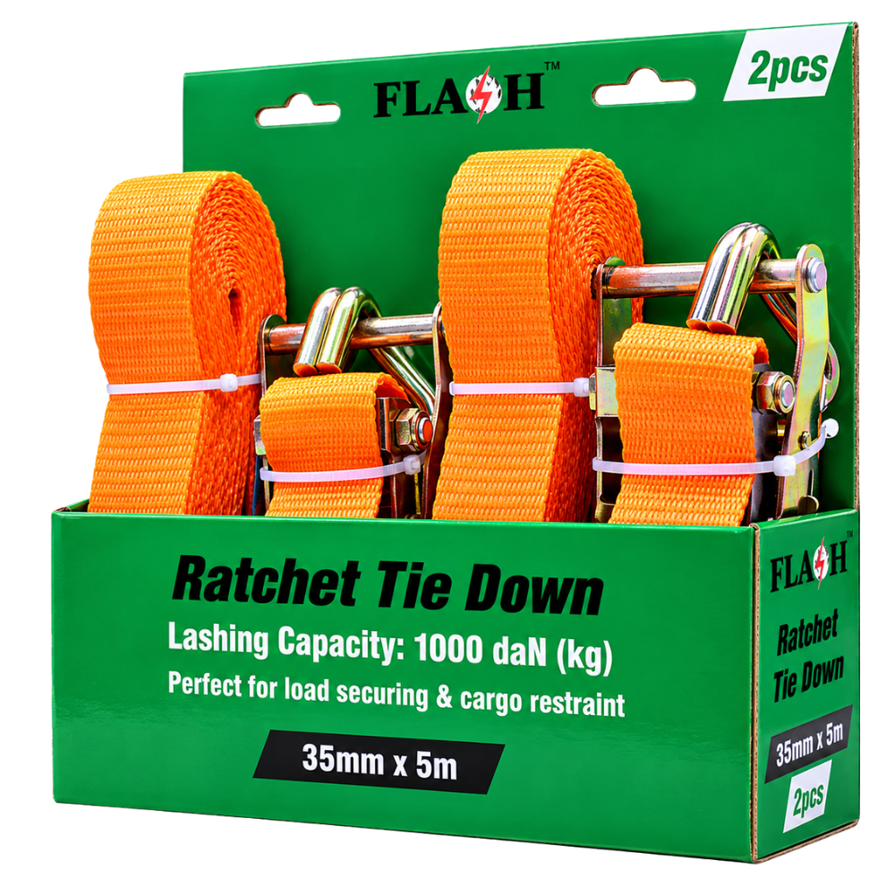 Whitehouse Lighting And Electrical Flash 5M x 35MM Ratchet Tie Down 2 Pack  Flash™
