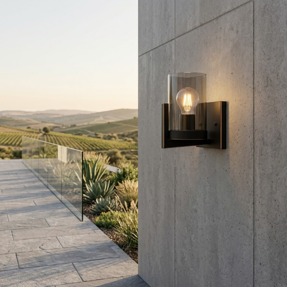 Whitehouse Lighting And Electrical Brightstar WB804/1 Black & Gold Smoke Glass Wall Bracket  Brightstar