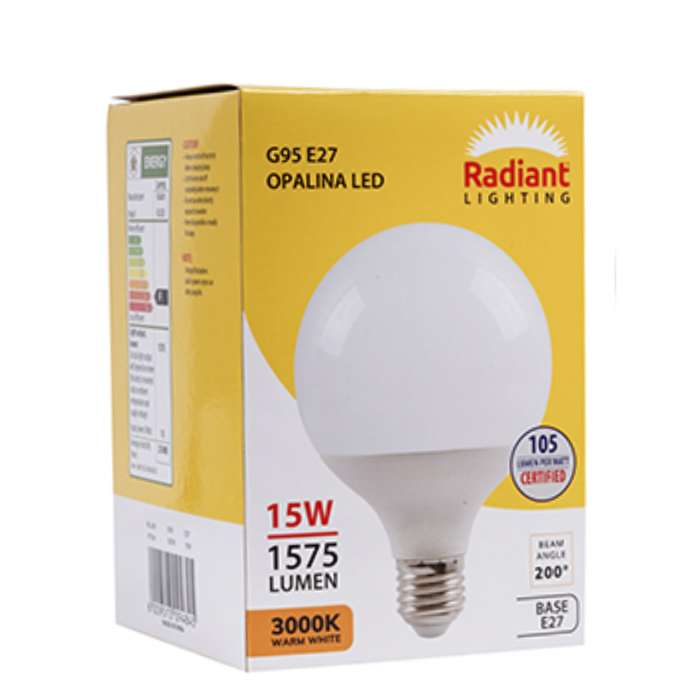 Whitehouse Lighting And Electrical Radiant 15W LED G95 E27 3000K Frosted Bulb  Radiant