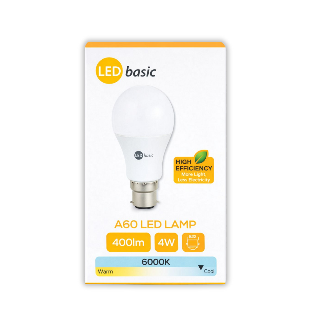 Whitehouse Lighting And Electrical LED Basic 4W A60 Opal Bulb B22 6000K  LED Basic