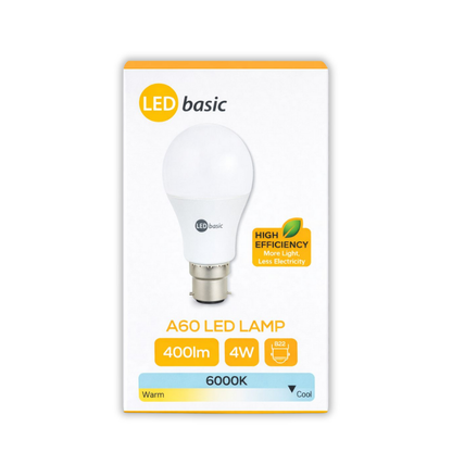 Whitehouse Lighting And Electrical LED Basic 4W A60 Opal Bulb B22 6000K  LED Basic