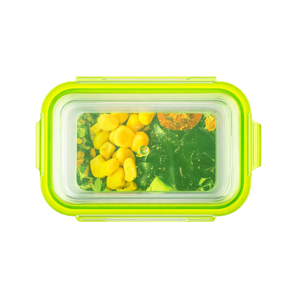Whitehouse Lighting And Electrical Harry's Homeware 370ML F/Lock Rectangle Borosilicate Food Container (Green lid)  Harry's Homeware