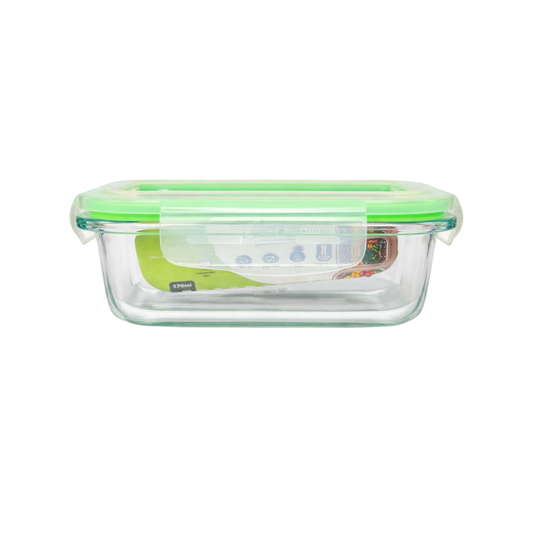 Whitehouse Lighting And Electrical Harry's Homeware 370ML Click-Lock Rectangle Borosilicate Food Container (Green lid)  Harry's Homeware