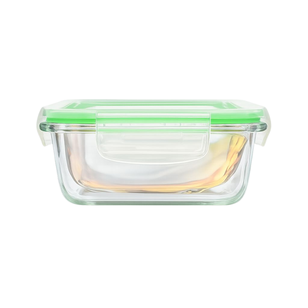 Whitehouse Lighting And Electrical Harry's Homeware 370ML Click-Lock Rectangle Borosilicate Food Container (Green lid)  Harry's Homeware