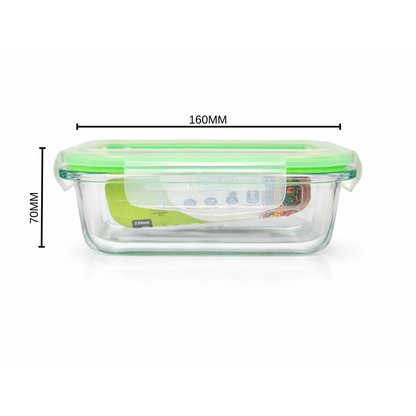 Whitehouse Lighting And Electrical Harry's Homeware 370ML Click-Lock Rectangle Borosilicate Food Container (Green lid)  Harry's Homeware