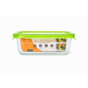 Harrys Homeware 640ml French Lock Rectangle Borosilicate Food Storage Container