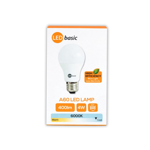LED Basic A60 4W E27 6000K Opal LED Bulb