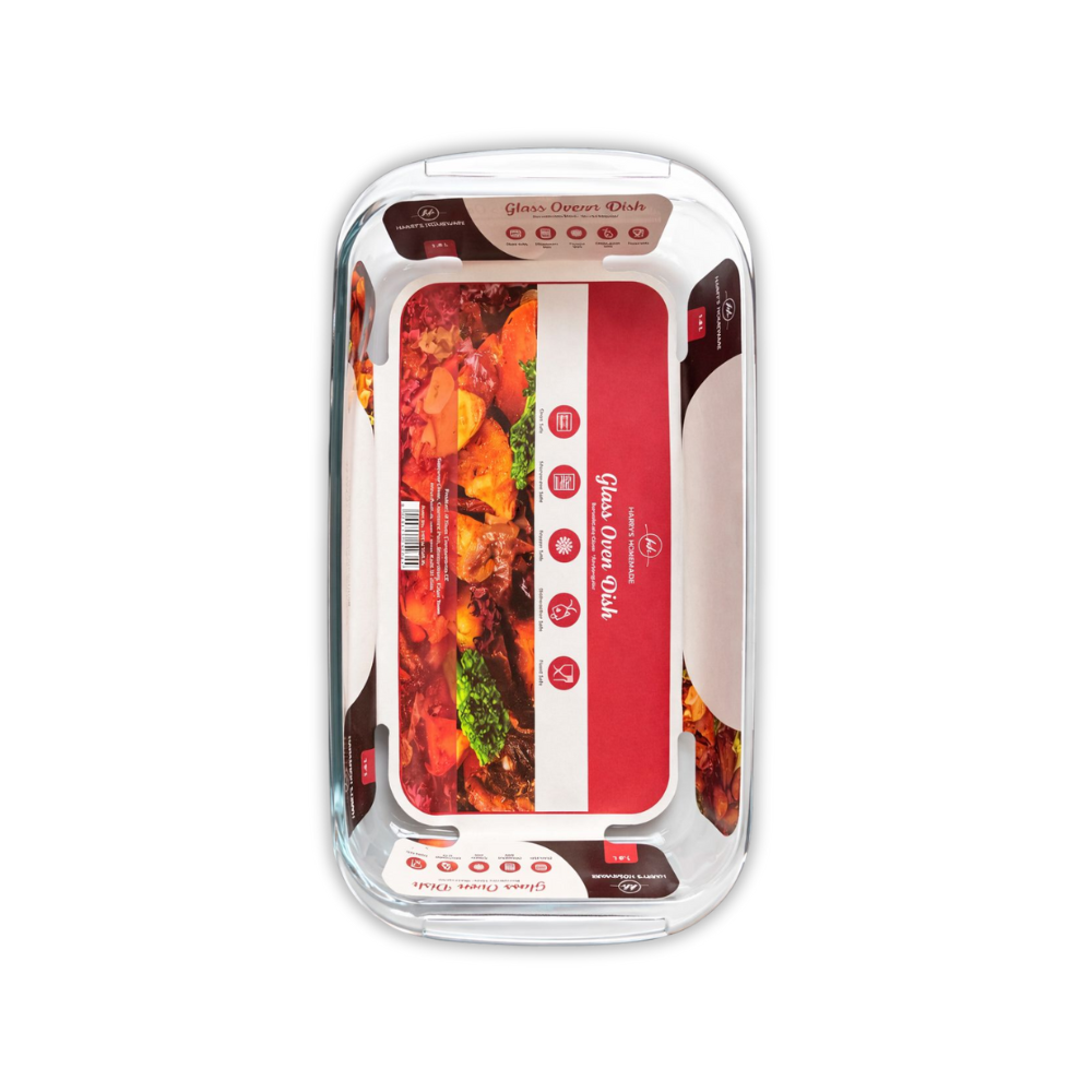 Whitehouse Lighting And Electrical Harry's Homeware Borosilicate Glass Oven Dish with Lid – Oval 1.6L (Green Lid)  Harry's Homeware